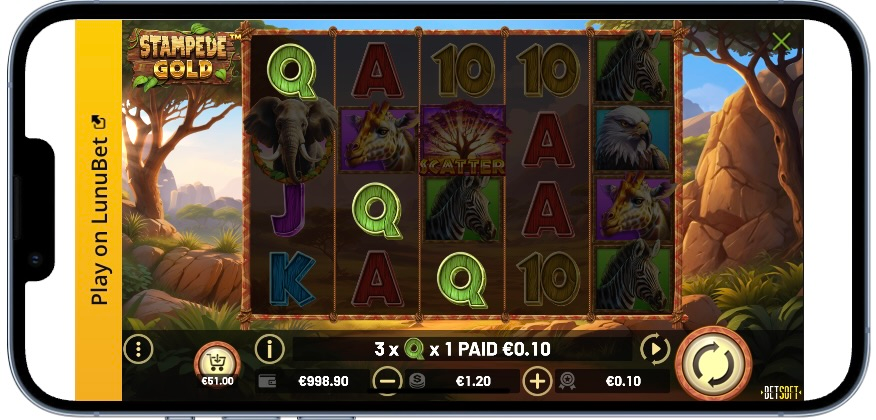 Landing a win on Betsoft's animal slot, Stampede Gold