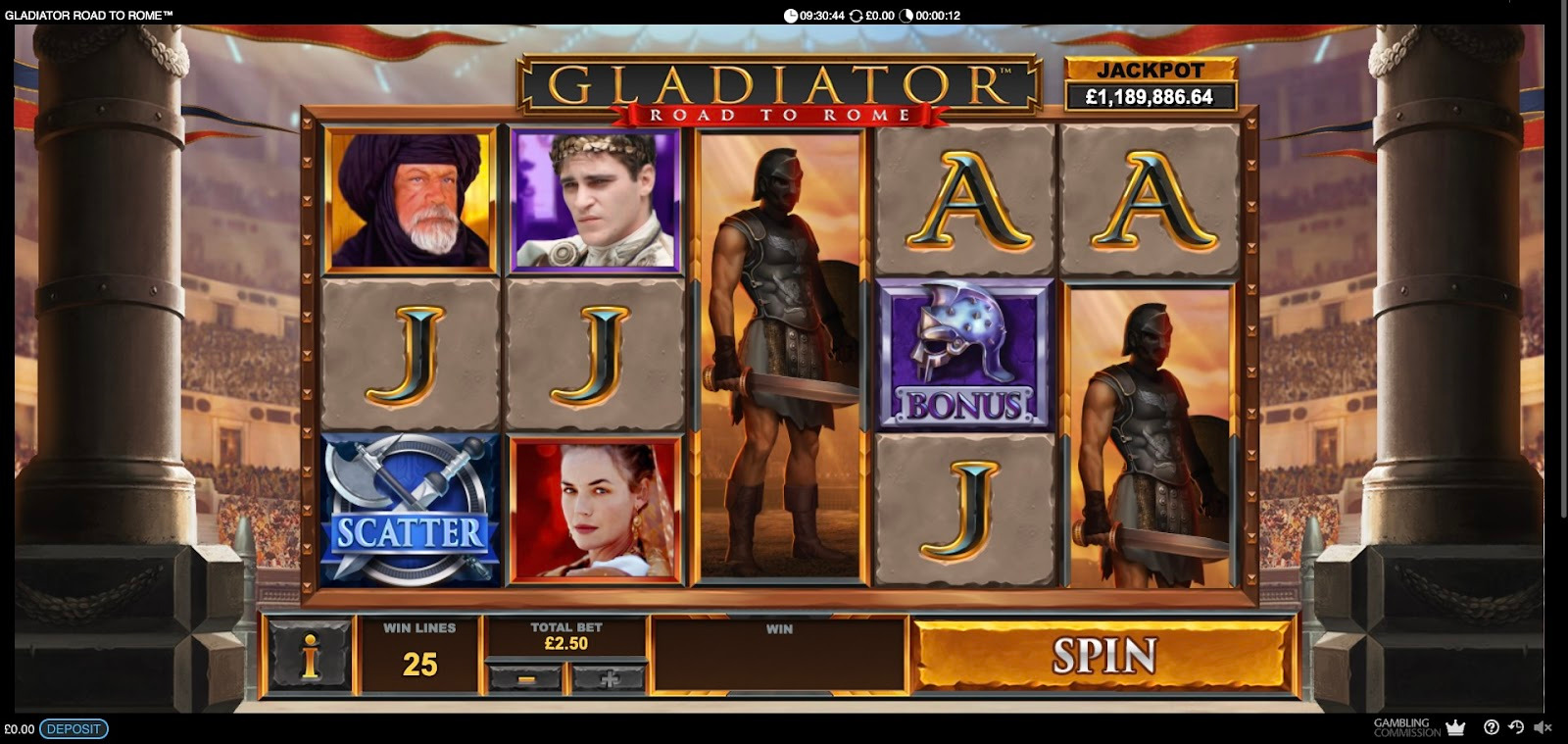 Playtech's Gladiator Road to Rome slot game
