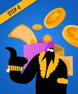 Illustration of a player happy at fast payout options at a new online casino